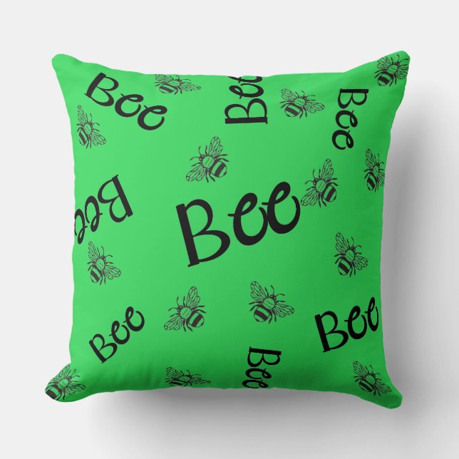 Almofada padrões de abelhas voando por todo o lado (Frente)