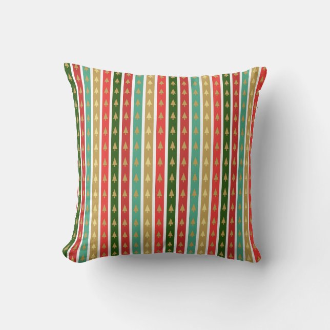 Almofada Padrões de árvores ouros de Natal - Elegante e Chi (Frente)