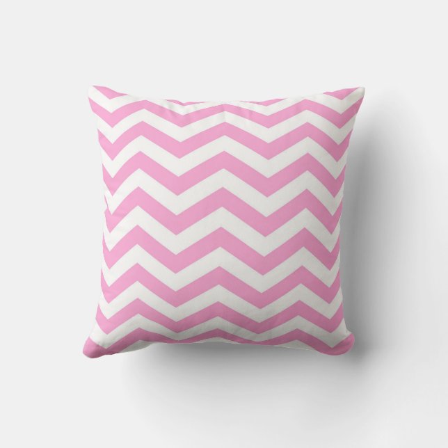 Almofada Padrões de Chevron, Rosa e Branco (Verso)
