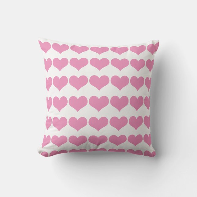 Almofada Padrões de Coração Fofo Rosa Branco Feminino (Frente)