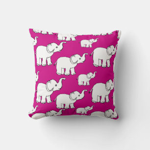 Almofada Padrões de desenho de elefante, cor-de-rosa, para