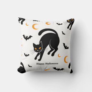 Almofada Padrões de Dia das Bruxas de Gato Preto e Bat
