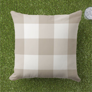 Almofada Padrões de fazenda de Xadrezes Beige e White Gingh