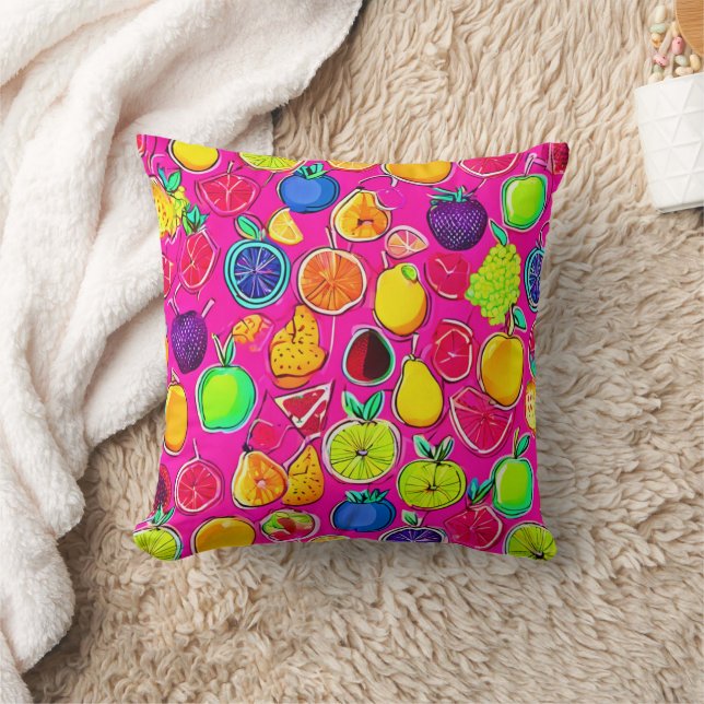 Almofada Padrões de fusão de Frutas vibrantes (Cobertor)