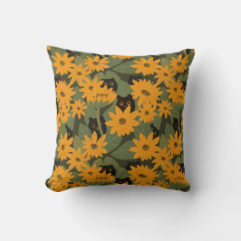 Almofada Padrões de Gato Negro e Girassol