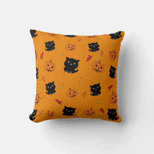 Almofada Padrões De Gatos Pretos E Abóboras Do Halloween