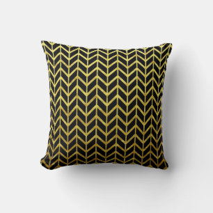 Almofada Padrões de Ouro preto Herringbone Elegante único