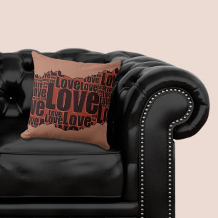 Almofada Padrões De Palavras De Amor Vermelho E Preto Estam