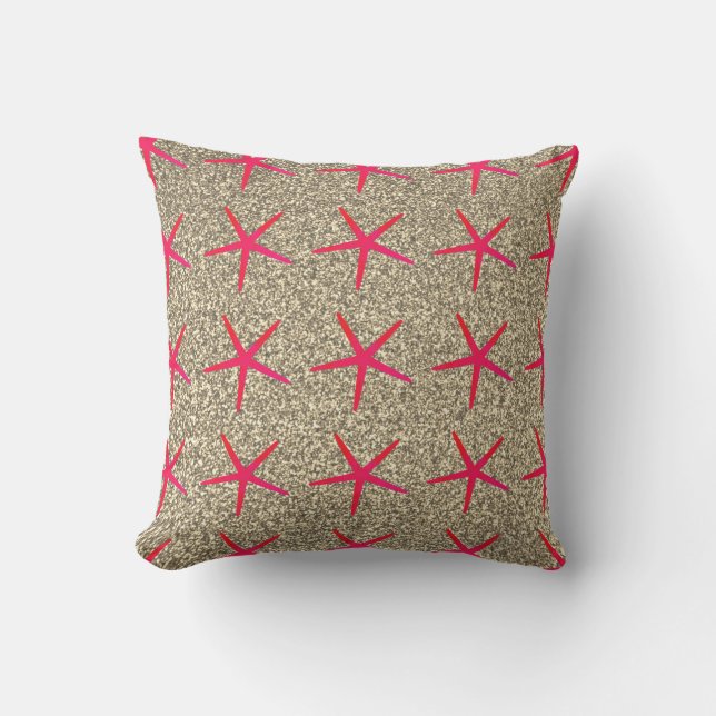 Almofada Padrões de Starfish rosa Dourado Ouro Glitter Girl (Frente)