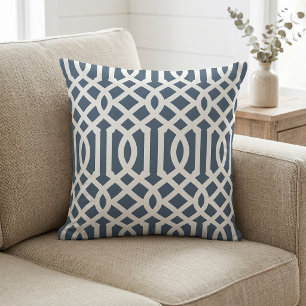 Almofada Padrões de Trellis Azul e Branco