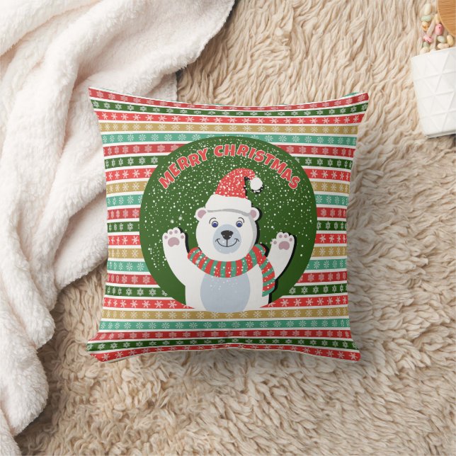 Almofada Padrões festivos de Natal com Urso de Teddy (Cobertor)