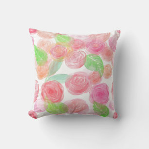 Almofada Padrões Florais De Aquarela Elegante 