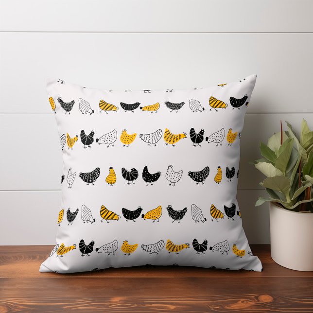 Almofada Padrões para animais de Fazenda de frango feliz (chicken pattern throw pillow)
