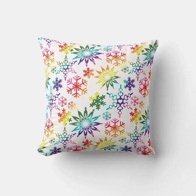 Almofada Padrões Rainbow Snowflakes (Frente)