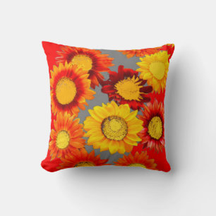 Almofada Padrões SUNFLOWER CINZA-ARTE ABSTRATO VERMELHA