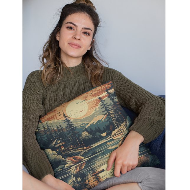 Almofada Página inicial da retro-arte escandinava (Criador carregado)