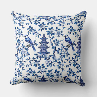 Almofada Pagoda Chinoiserie Elegante e Aves