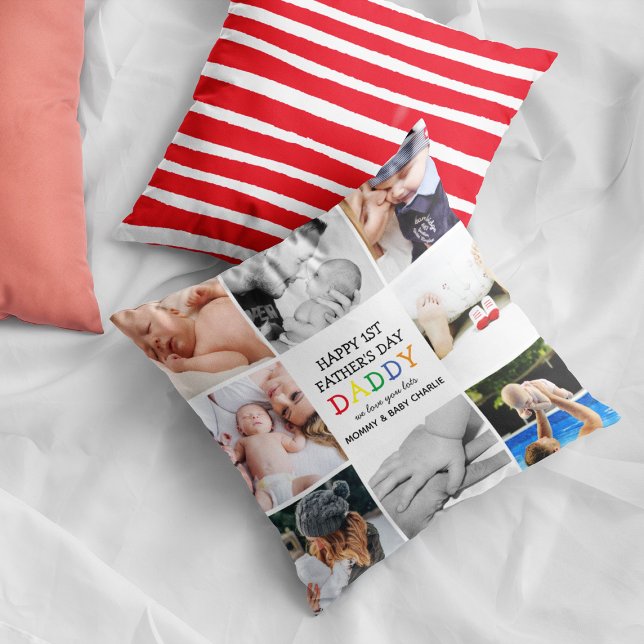 Almofada Pai do primeiro Dia de os pais | Colagem de Fotos  (Criador carregado)
