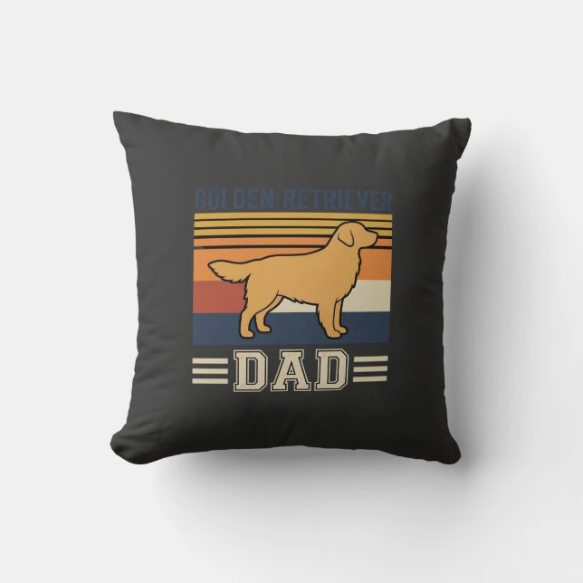 Almofada Pai Golden Retriever Cão Retro (Frente)