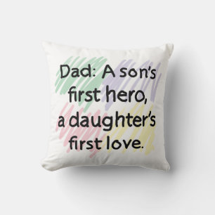 Almofada Pai primeiro herói de um filho, o primeiro amor de