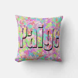 Almofada Paige, logotipo de Nome das meninas em borboletas