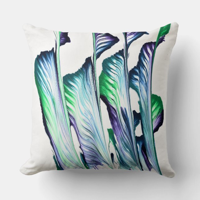Almofada Pain Remover 1 Purple Green Abstract Accent Pillow (Frente)