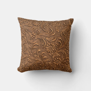Almofada painel floral em relevo, cobre