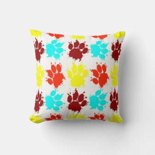Almofada Paint Splatter Dog Paw Padrão de Impressão