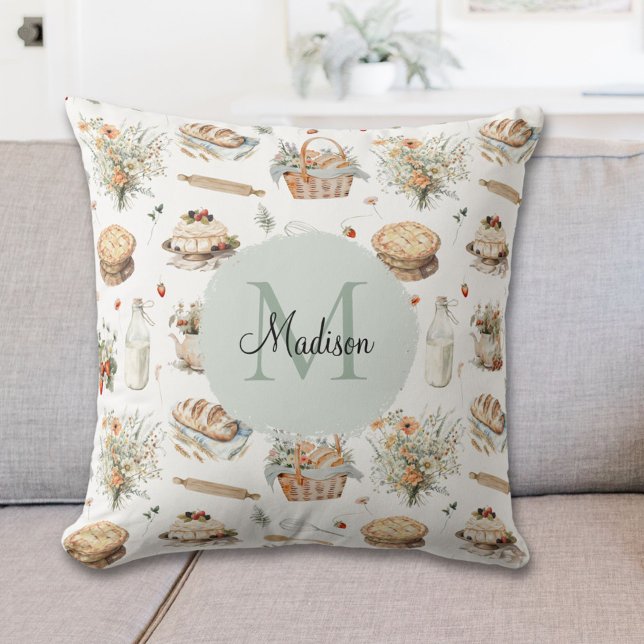 Almofada País de Morango Floral Quimérico Monograma (In situ)