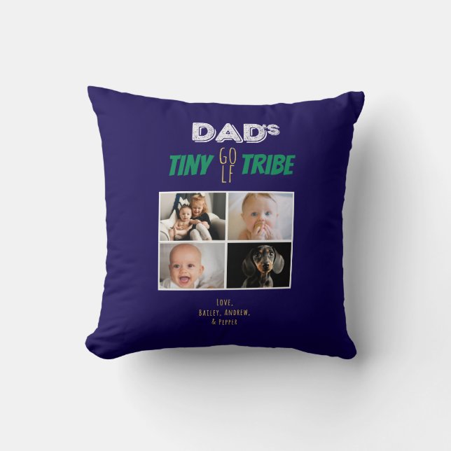 Almofada Pais Dia de os pais de 4 fotos, Marinho de golfe m (Frente)