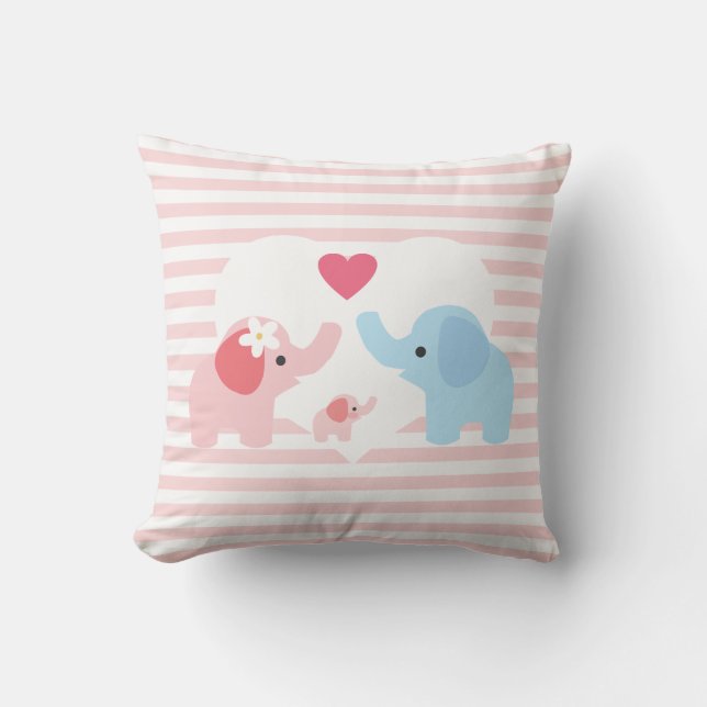 Almofada Pais e bebê personalizados do elefante (Frente)