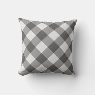 Almofada País Padrão de Gingham da Cinza de carvão