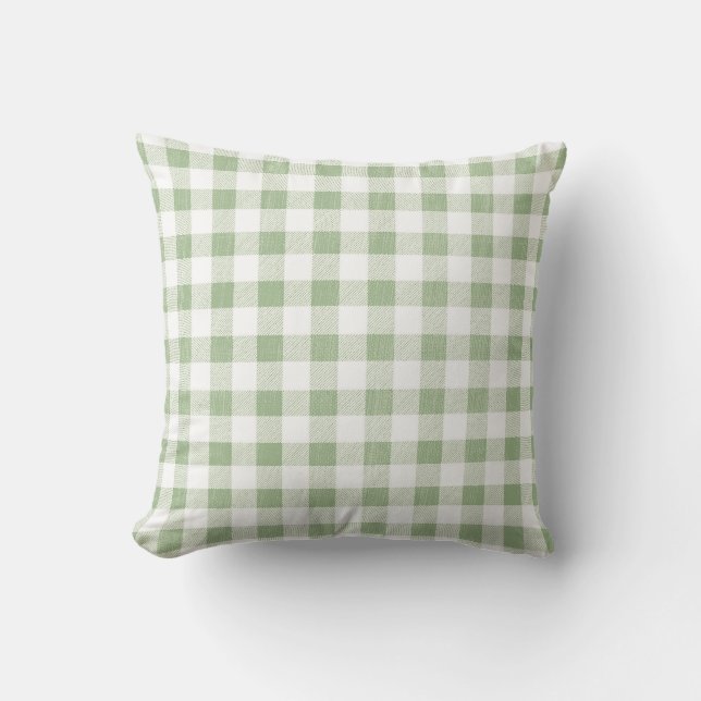 Almofada País Russo - Xadrez de Gingham Natural Sage (Frente)