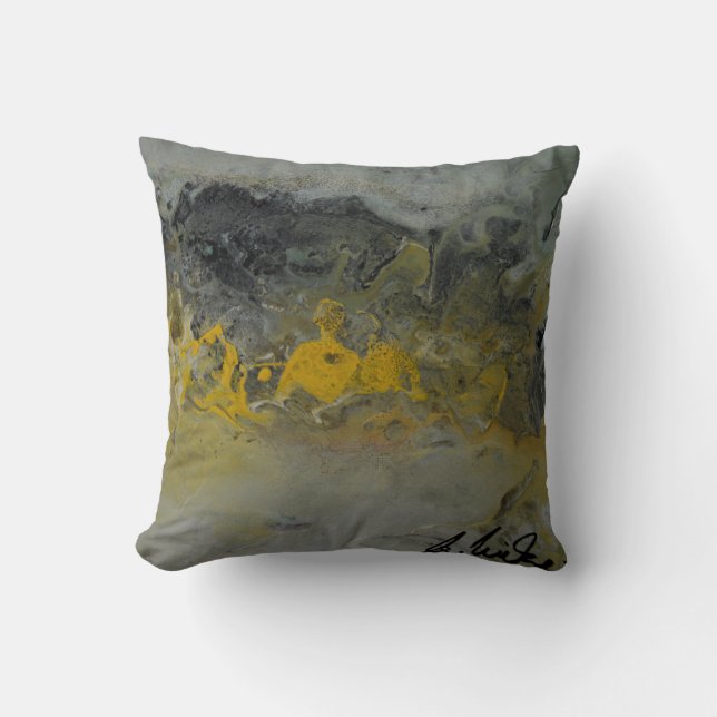 Almofada Paisagem abstrata no amarelo - travesseiro (Frente)