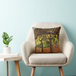 Almofada Paisagem, Árvores e Figuras por Vincent van Gogh