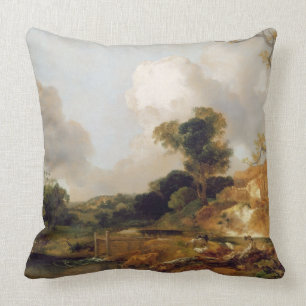Almofada Paisagem com córrego e Weir (óleo em canvas)