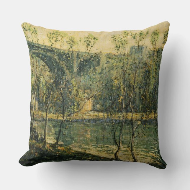 Almofada Paisagem com Rio e Ponte: Primavera Morning (Frente)