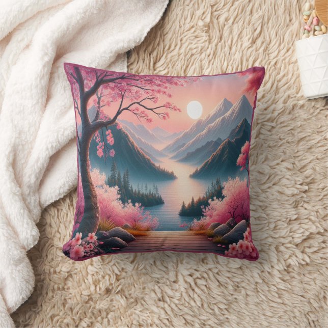 Almofada Paisagem da Floresta Montanha de Cereja Japonesa (Cobertor)