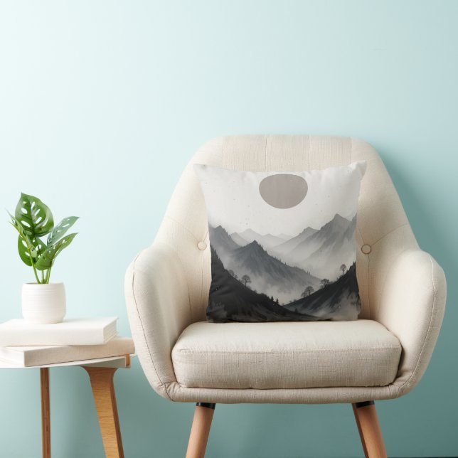 Almofada Paisagem de Black and White Mountain (Cadeira)