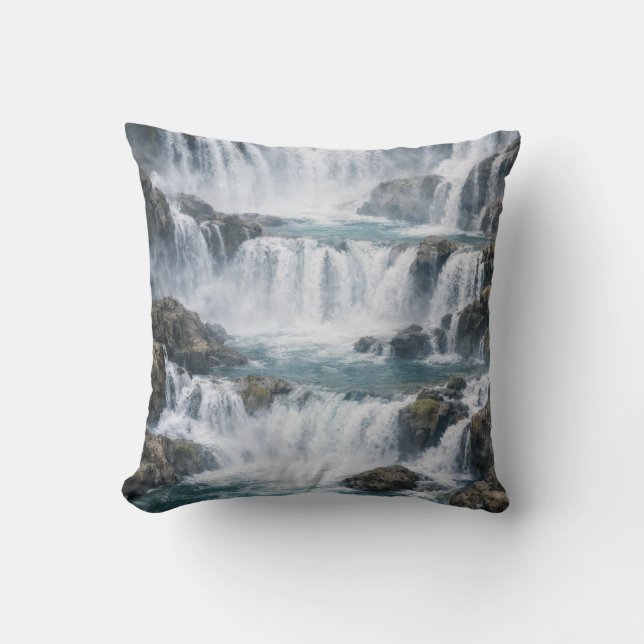 Almofada Paisagem de Cachoeira Nebulosa (Frente)