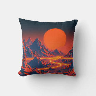 Almofada Paisagem de onda sintética com montanhas neon