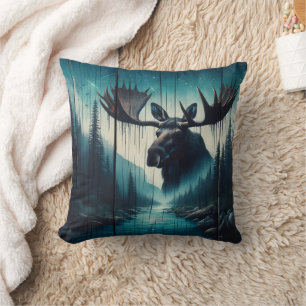 Almofada Paisagem do rio Serene Sobrevista com Moose Majest
