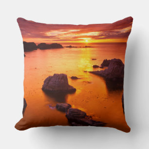 Almofada Paisagem marinha laranja, pôr do sol, Califórnia