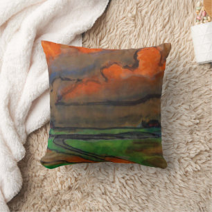 Almofada Paisagem Marsh Sob Nuvens Vermelhas Emil Nolde