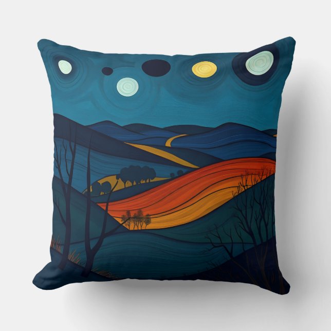 Almofada Paisagem Noturna Serene (Frente)