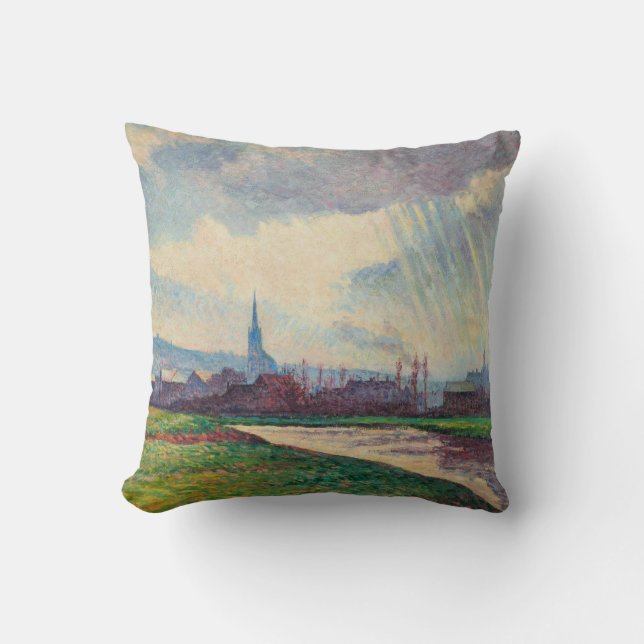 Almofada Paisagem rural com rio (por Maximilien Luce) (Frente)