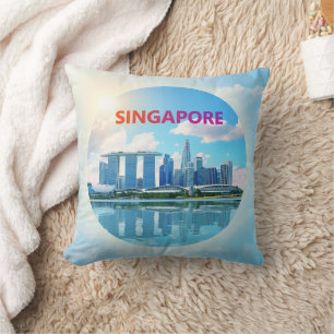 Almofada Paisagem urbana retrô da cidade de Singapura