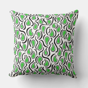 Almofada Paisley Abstrato 230523 - Primavera Verde, B&W