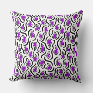 Almofada Paisley Abstrato 230523 - Roxo, Preto e Branco