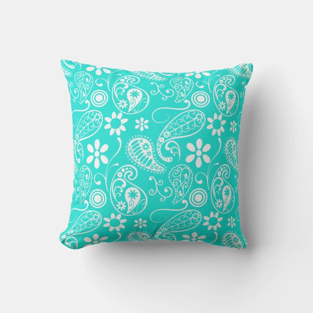 Almofada Paisley Aqua Color; Floral (Frente)